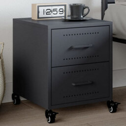 Berkfield Bedside Cabinet Anthracite 36X39X43.5 Cm Steel - thumbnail 1