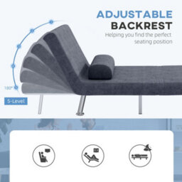 Wyld Haus Tomi Safi Charcoal Grey Velvet Single Sleeper Chair - 3-In-1 Chair, Chaise Longue & Single Bed - thumbnail 5