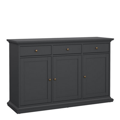 Furniture To Go Paris Sideboard With 3 Doors And 3 Drawers In Matt Grey - image 1