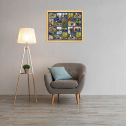 AK Frames 80X70Cm Mustard Yellow Modern Multi Photo Frame With Blue Mount - Holds 20 Apertures (18X) 6X4, (2X) 4X4 Photos - thumbnail 3