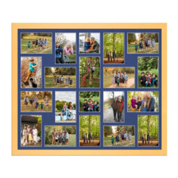 AK Frames 80X70Cm Mustard Yellow Modern Multi Photo Frame With Blue Mount - Holds 20 Apertures (18X) 6X4, (2X) 4X4 Photos - thumbnail 1