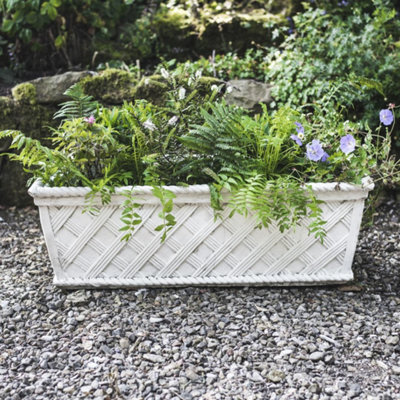 Large Wicker Design White Stone Trough - image 1