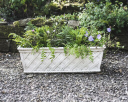 Large Wicker Design White Stone Trough - thumbnail 4