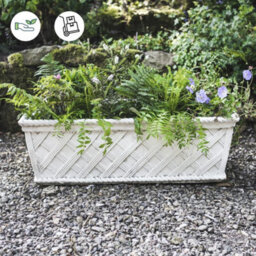 Large Wicker Design White Stone Trough - thumbnail 3