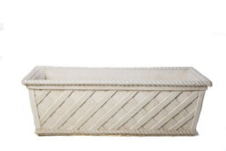 Large Wicker Design White Stone Trough - thumbnail 6