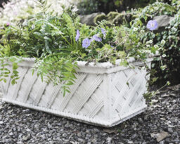 Large Wicker Design White Stone Trough - thumbnail 5