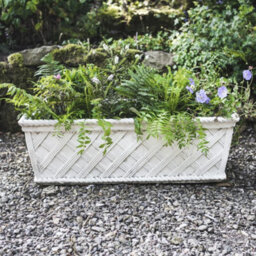 Large Wicker Design White Stone Trough - thumbnail 2