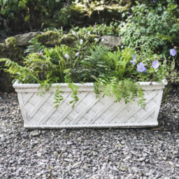 Large Wicker Design White Stone Trough - thumbnail 1