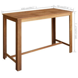 Vidaxl Bar Table Solid Acacia Wood 150X70X105 Cm - thumbnail 4
