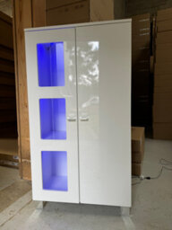 Furneo White Sideboard Cabinet Modern High Gloss &matt Cupboard Blue Led Lights Mia 02 - thumbnail 4