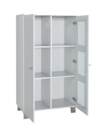 Furneo White Sideboard Cabinet Modern High Gloss &matt Cupboard Blue Led Lights Mia 02 - thumbnail 8