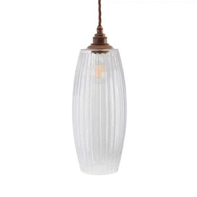 Henley Curve Fluted Glass Pendant Light - Old English Brass - Se Home - image 1