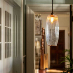Henley Curve Fluted Glass Pendant Light - Old English Brass - Se Home - thumbnail 3