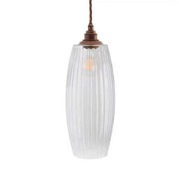 Henley Curve Fluted Glass Pendant Light - Old English Brass - Se Home - thumbnail 1