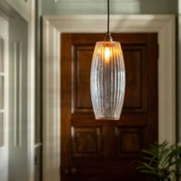 Henley Curve Fluted Glass Pendant Light - Old English Brass - Se Home - thumbnail 2