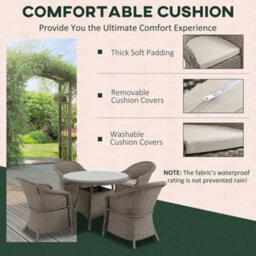 Wyld Haus Vifi Round 5-Piece Rattan-Style Outdoor Dining Set, Mixed Grey With Sand Brown Cushions - Glass Table & 4 Armchairs - thumbnail 7