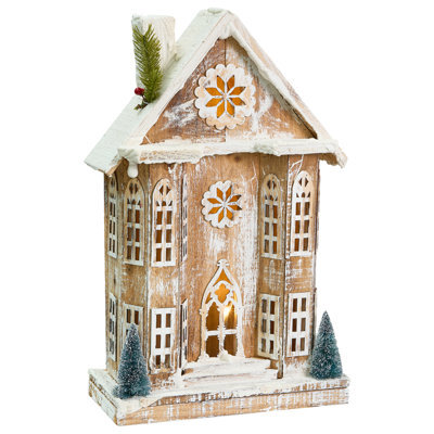 Beliani Christmas Decoration Led Unari House 50 Cm Light Brown - image 1