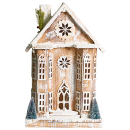 Beliani Christmas Decoration Led Unari House 50 Cm Light Brown - thumbnail 5