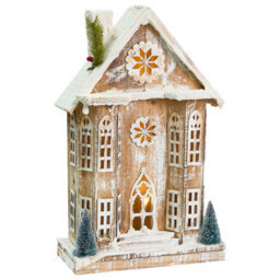 Beliani Christmas Decoration Led Unari House 50 Cm Light Brown - thumbnail 1