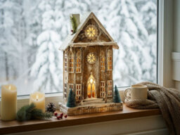 Beliani Christmas Decoration Led Unari House 50 Cm Light Brown - thumbnail 2
