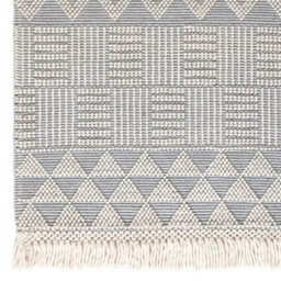 Ivory Kilim Geometric Luxurious Modern Wool Moroccan Wool Hand Made Rug For Dining Room Bedroom & Living Room-160Cm X 220Cm - thumbnail 3