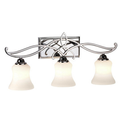 Elegant Ip44 3-Bulb Wall Light With Etched Opal Glass And Polished Chrome Finish - image 1