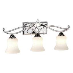 Elegant Ip44 3-Bulb Wall Light With Etched Opal Glass And Polished Chrome Finish - thumbnail 1