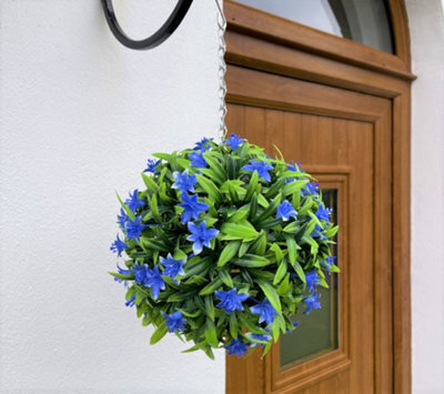 Best Artificial 23Cm Blue Lily Hanging Basket Flower Topiary Ball - Suitable For Outdoor Use - Weather & Fade Resistant - image 1