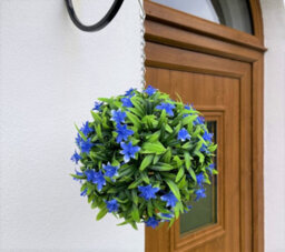 Best Artificial 23Cm Blue Lily Hanging Basket Flower Topiary Ball - Suitable For Outdoor Use - Weather & Fade Resistant - thumbnail 1