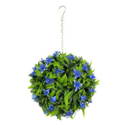Best Artificial 23Cm Blue Lily Hanging Basket Flower Topiary Ball - Suitable For Outdoor Use - Weather & Fade Resistant - thumbnail 2