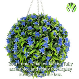 Best Artificial 23Cm Blue Lily Hanging Basket Flower Topiary Ball - Suitable For Outdoor Use - Weather & Fade Resistant - thumbnail 8