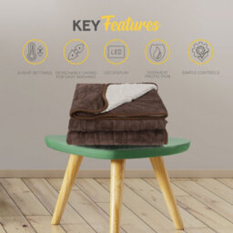 Monhouse Heated Throw - Electric Blanket - Digital Controller - 9Hr Timer, 9 Heat Settings - Single 130X160Cm - Brown Shearling - thumbnail 6