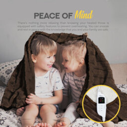Monhouse Heated Throw - Electric Blanket - Digital Controller - 9Hr Timer, 9 Heat Settings - Single 130X160Cm - Brown Shearling - thumbnail 3