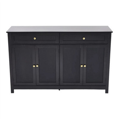 Black Modern Sideboard 4 Door 2 Drawer Buffet Storage Cabinet Cupboard - image 1