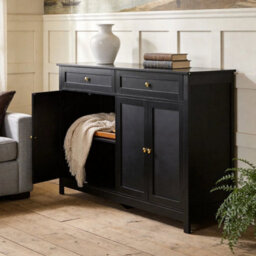Black Modern Sideboard 4 Door 2 Drawer Buffet Storage Cabinet Cupboard - thumbnail 4