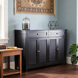 Black Modern Sideboard 4 Door 2 Drawer Buffet Storage Cabinet Cupboard - thumbnail 6