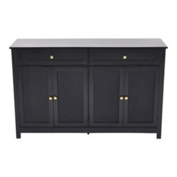 Black Modern Sideboard 4 Door 2 Drawer Buffet Storage Cabinet Cupboard - thumbnail 1