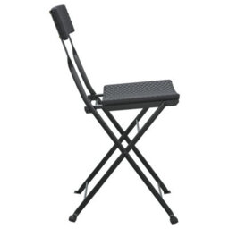 Berkfield Folding Bistro Chairs 6 Pcs Black Poly Rattan And Steel - thumbnail 6