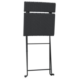Berkfield Folding Bistro Chairs 6 Pcs Black Poly Rattan And Steel - thumbnail 5