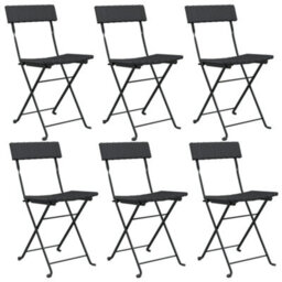 Berkfield Folding Bistro Chairs 6 Pcs Black Poly Rattan And Steel - thumbnail 2