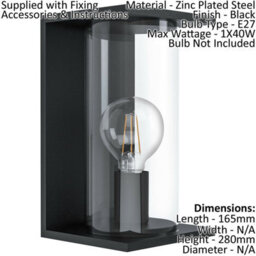 Stylish Ip54 Outdoor Wall Light With Black Round Glass Lantern For Porches And Patios - thumbnail 2