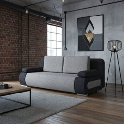 Emma Sofa Bed With Sleeping Function Built In Storage Compartment Comfortable Upholstered Sofa With Cushions Beige And Black - thumbnail 1