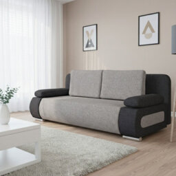 Emma Sofa Bed With Sleeping Function Built In Storage Compartment Comfortable Upholstered Sofa With Cushions Beige And Black - thumbnail 2