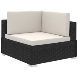 Walplus 6 Piece Garden Lounge Set With Cushions Poly Rattan Black - thumbnail 3