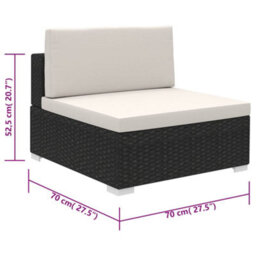 Walplus 6 Piece Garden Lounge Set With Cushions Poly Rattan Black - thumbnail 8