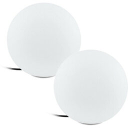 Set Of 2 Ip65 Waterproof Outdoor Garden Ball Lights - 300mm White Plastic Globe