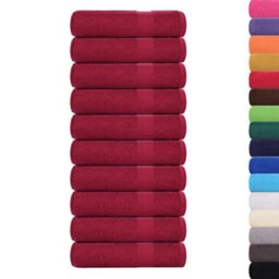 Berkfield Bath Towels 10 Pcs Bordeaux 100X150 Cm 360 Gsm 100% Cotton - thumbnail 2