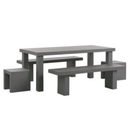 Beliani Garden Dining Set With Benches And Stools 6 Seater Taranto Concrete Grey - thumbnail 1