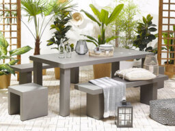 Beliani Garden Dining Set With Benches And Stools 6 Seater Taranto Concrete Grey - thumbnail 2