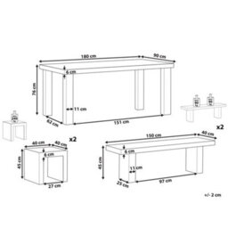 Beliani Garden Dining Set With Benches And Stools 6 Seater Taranto Concrete Grey - thumbnail 3